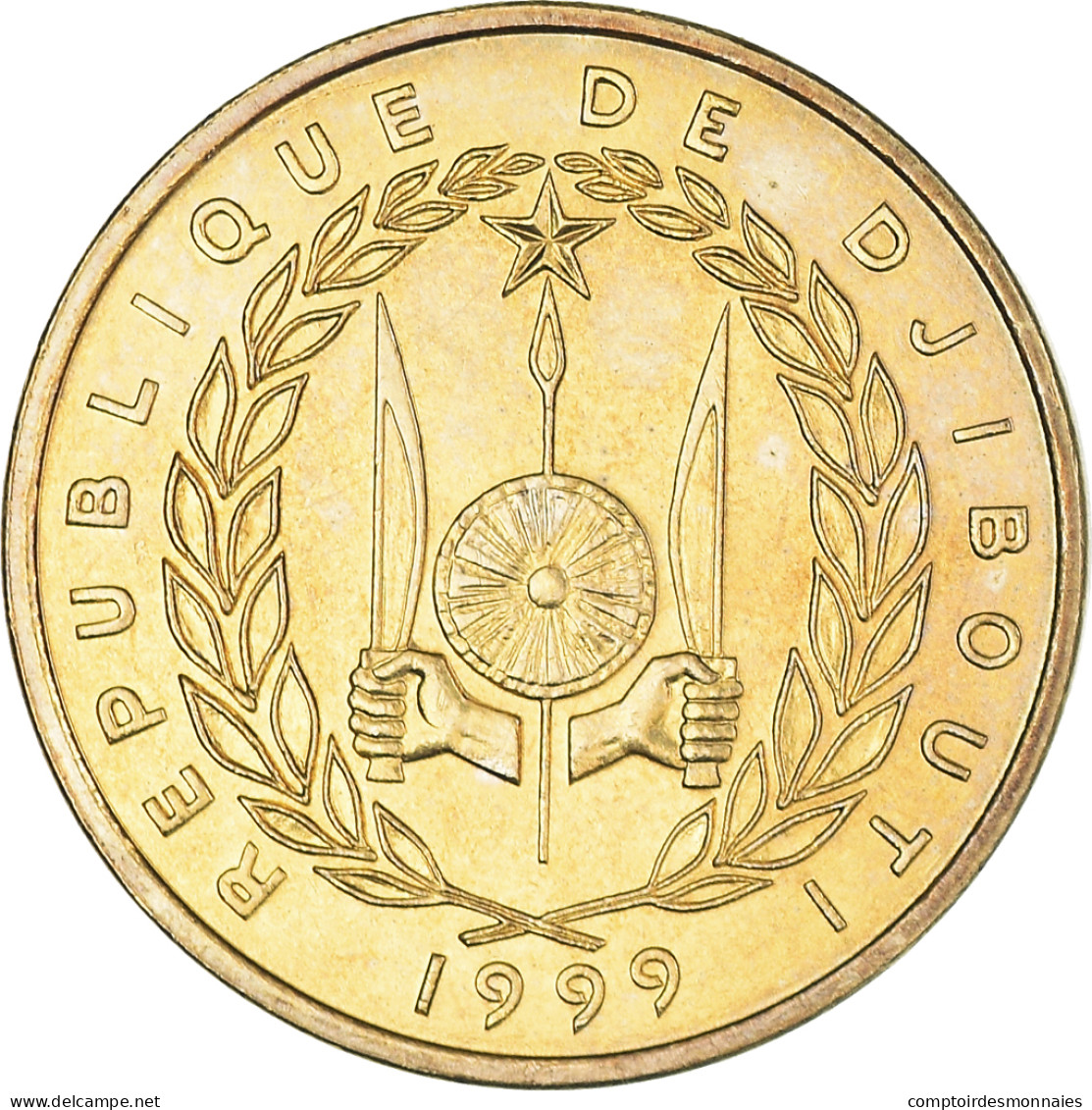 Monnaie, Djibouti, 10 Francs, 1999, Paris, SUP+, Bronze-Aluminium, KM:23 - Gibuti