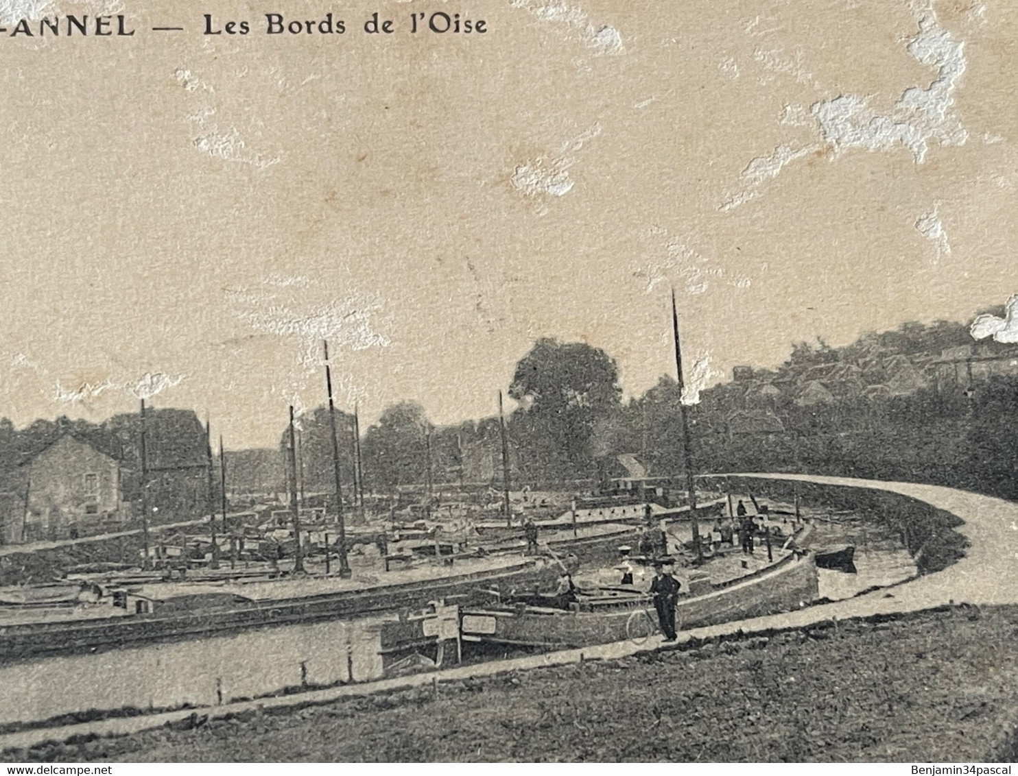 Cpa 60 Longueil-Annel - Les Bords de L’Oise -( Péniches)- ecrite en 1916