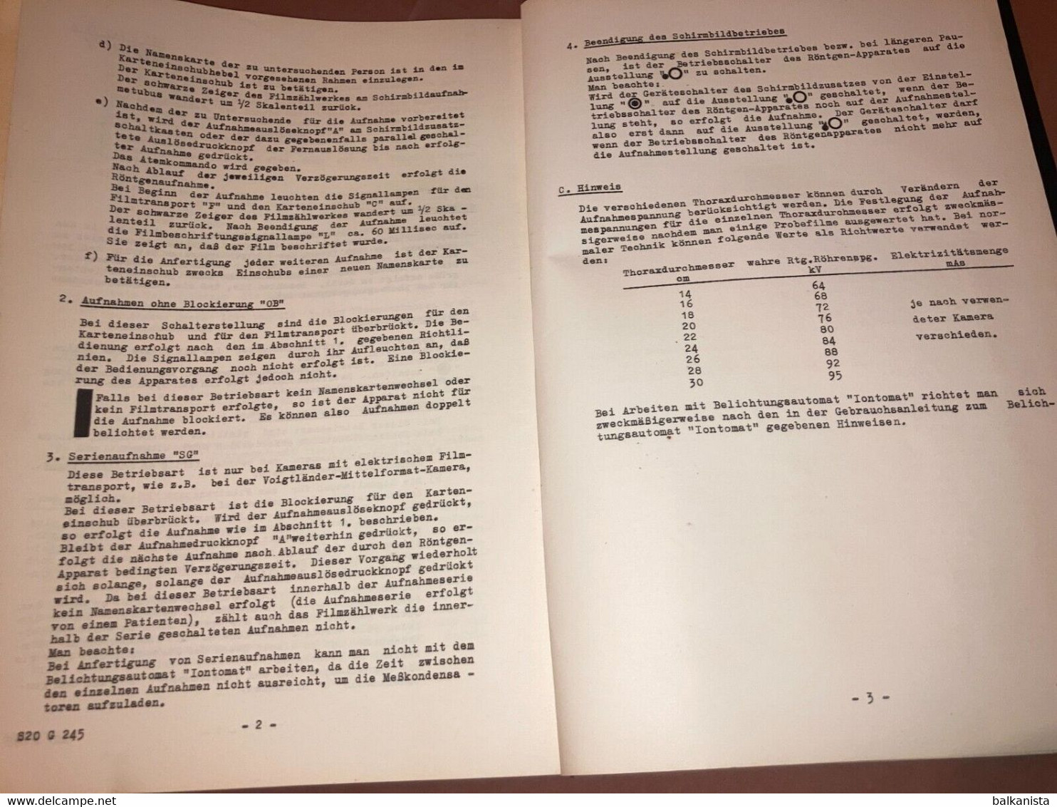 Siemens X-Ray Radiology - Schirmbild-Zusatz Gebrauchs-Anleitung 1950's Booklet - Macchine