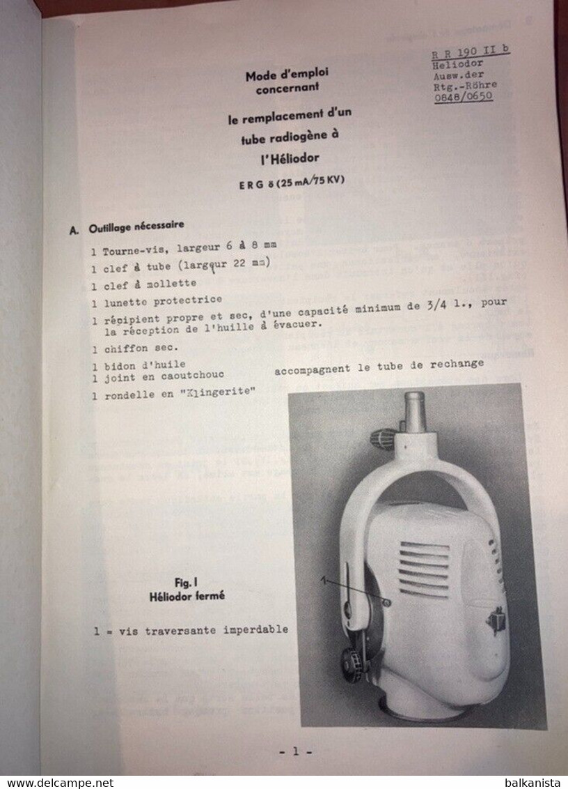 Siemens X-Ray Radiology - Radiogene Heliodor Gebrauchs-Anleitung 1950's Booklet - Tools