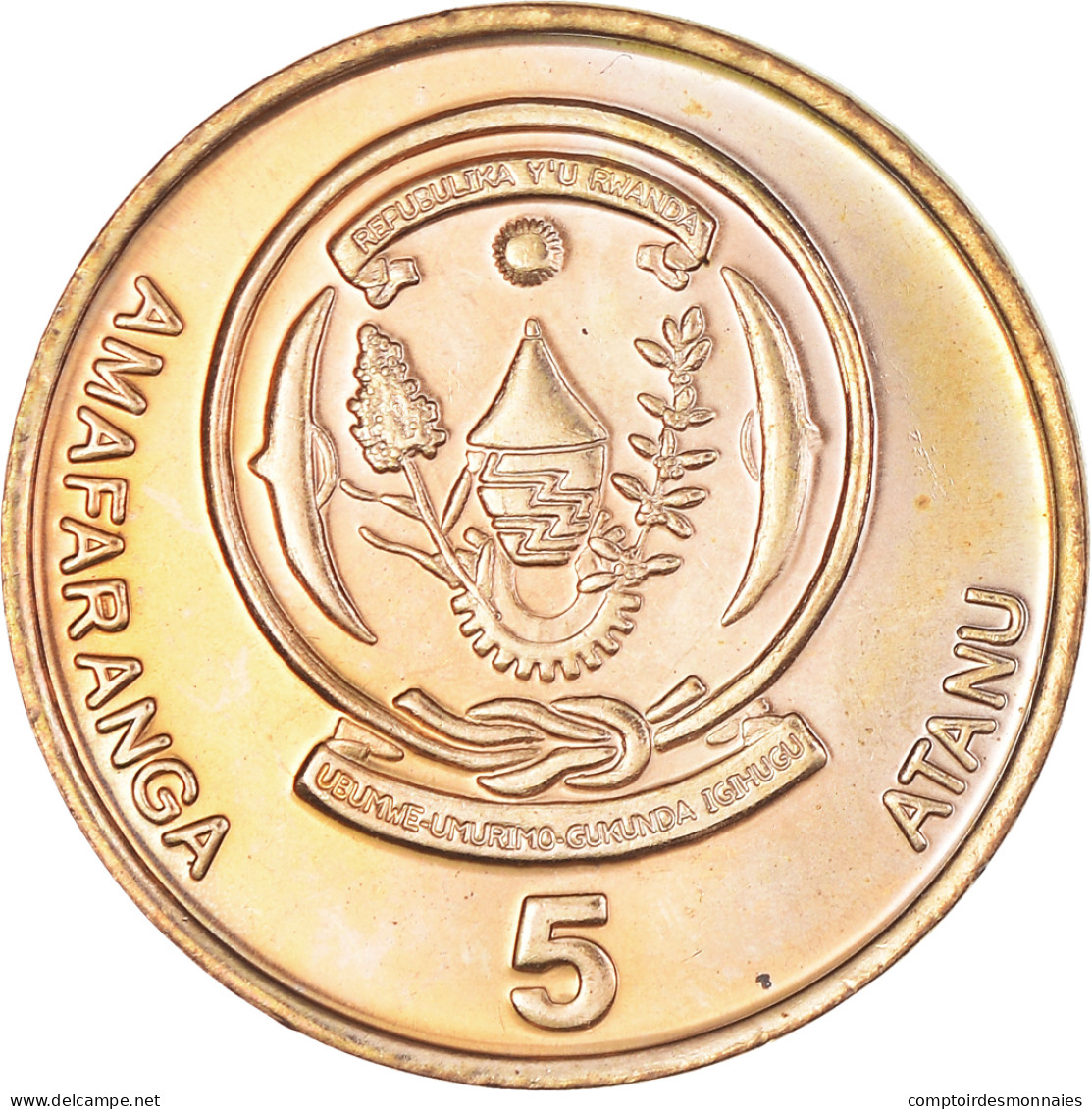 Monnaie, Rwanda, 5 Francs, 2003, TTB+, Brass Plated Steel, KM:23 - Rwanda