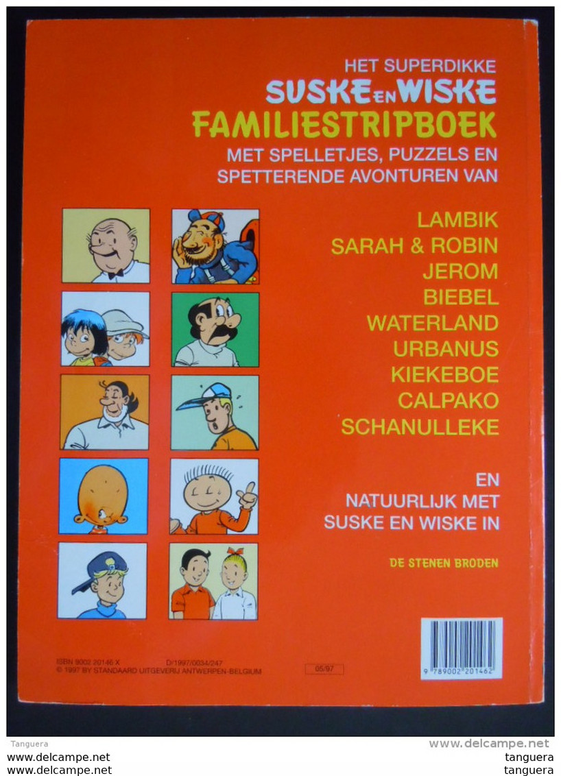 Suske en Wiske Familiestripboek 1997 met 70 stripstickers verhalen Lambik Jerom Urbanus Kiekeboe Schanullek Biebel Sarah