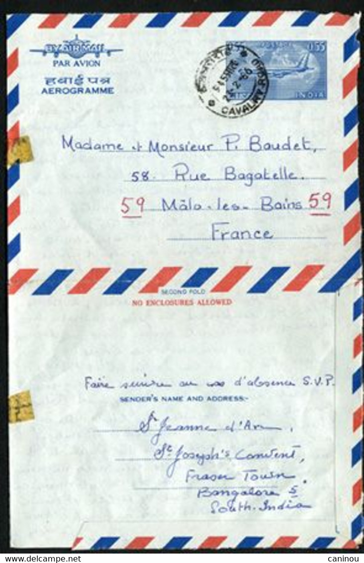 INDE AEROGRAMME AFFRANCHISSEMENT 0.55 R 1966 - Airmail