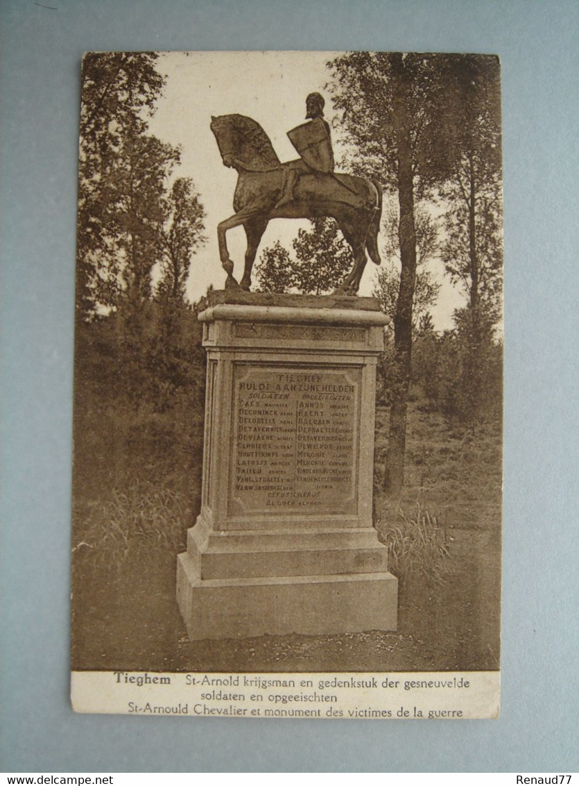 Tieghem - St-Arnould Chevalier Et Monument Des Victimes De La Guerre - Anzegem