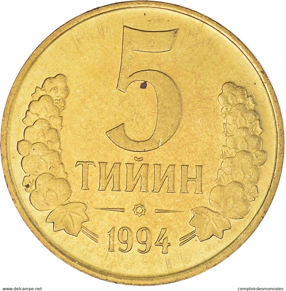 Monnaie, Ouzbékistan, 5 Tiyin, 1994, TTB, Brass Plated Steel, KM:3.2 - Ouzbékistan