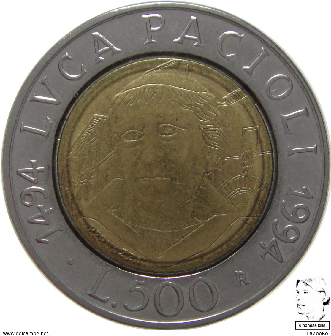 LaZooRo: Italy 500 Lire 1994 XF / UNC Luca Pacioli - Herdenking