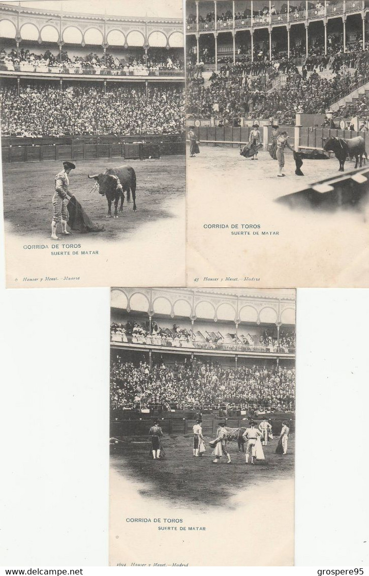 CORRIDA DE TOROS SUERTE DE MATAR 3 CARTES MADRID SAN SEBASTIAN ? HAUSER Y MENET - Corridas