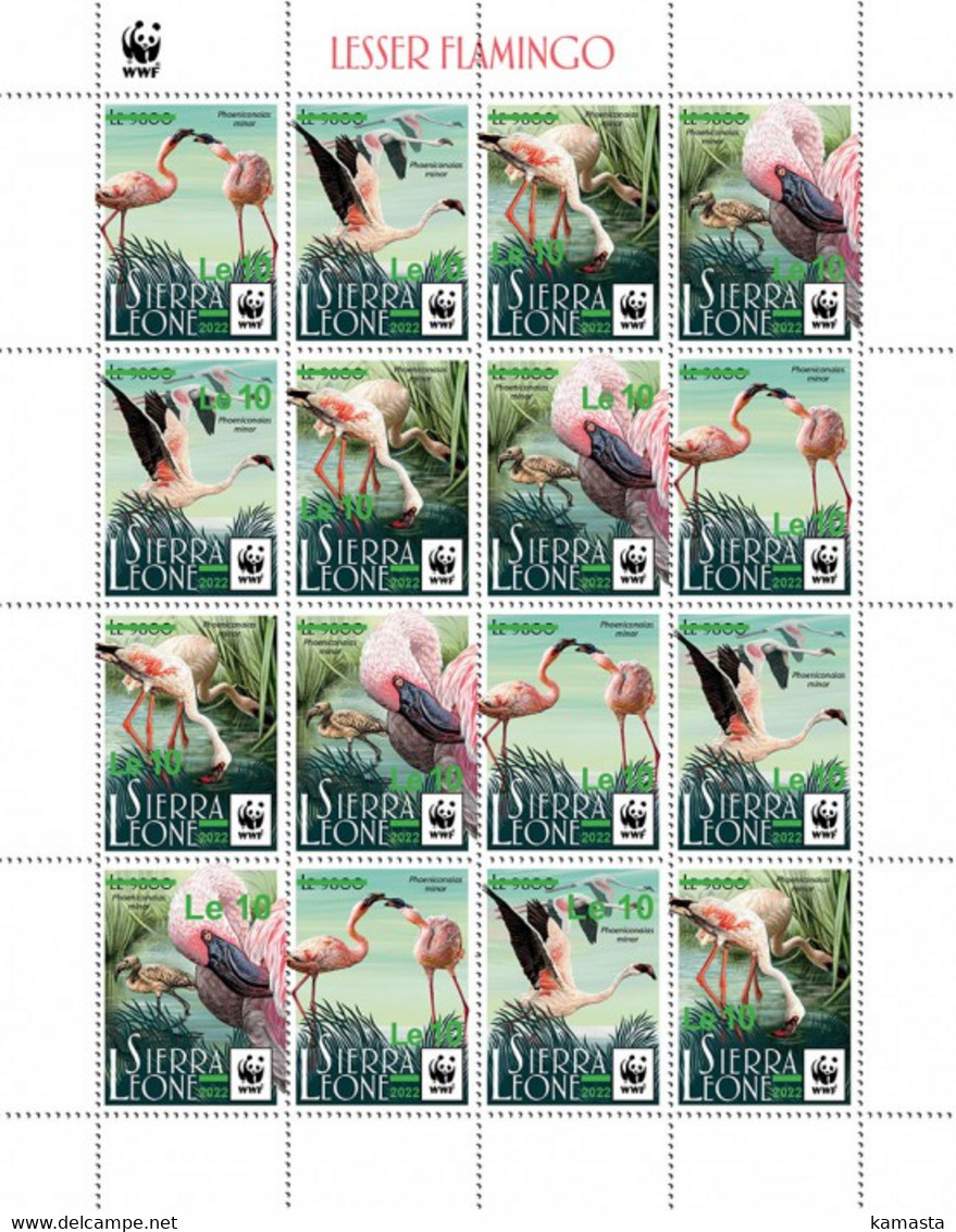 Sierra Leone  2022 WWF  Lesser Flamingo. Overprint.  (419) OFFICIAL ISSUE - Flamingo