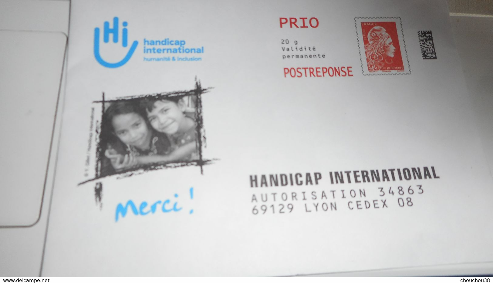 Enveloppe PAP - Prio "HANDICAP INTERNATIONAL" - Listos A Ser Enviados: Respuesta