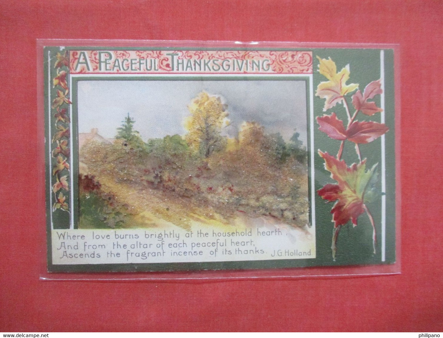 Bead Added Embossed     - A Peacful   Thanksgiving     Ref 5848 - Thanksgiving