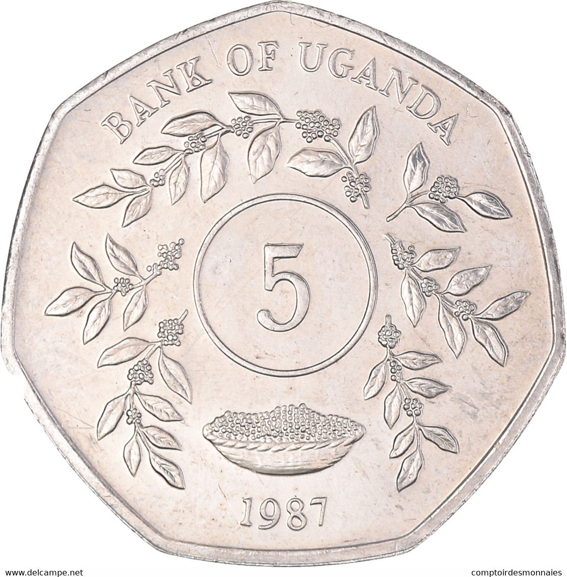 Monnaie, Ouganda, 5 Shillings, 1987, TTB+, Nickel Plaqué Acier, KM:29 - Oeganda