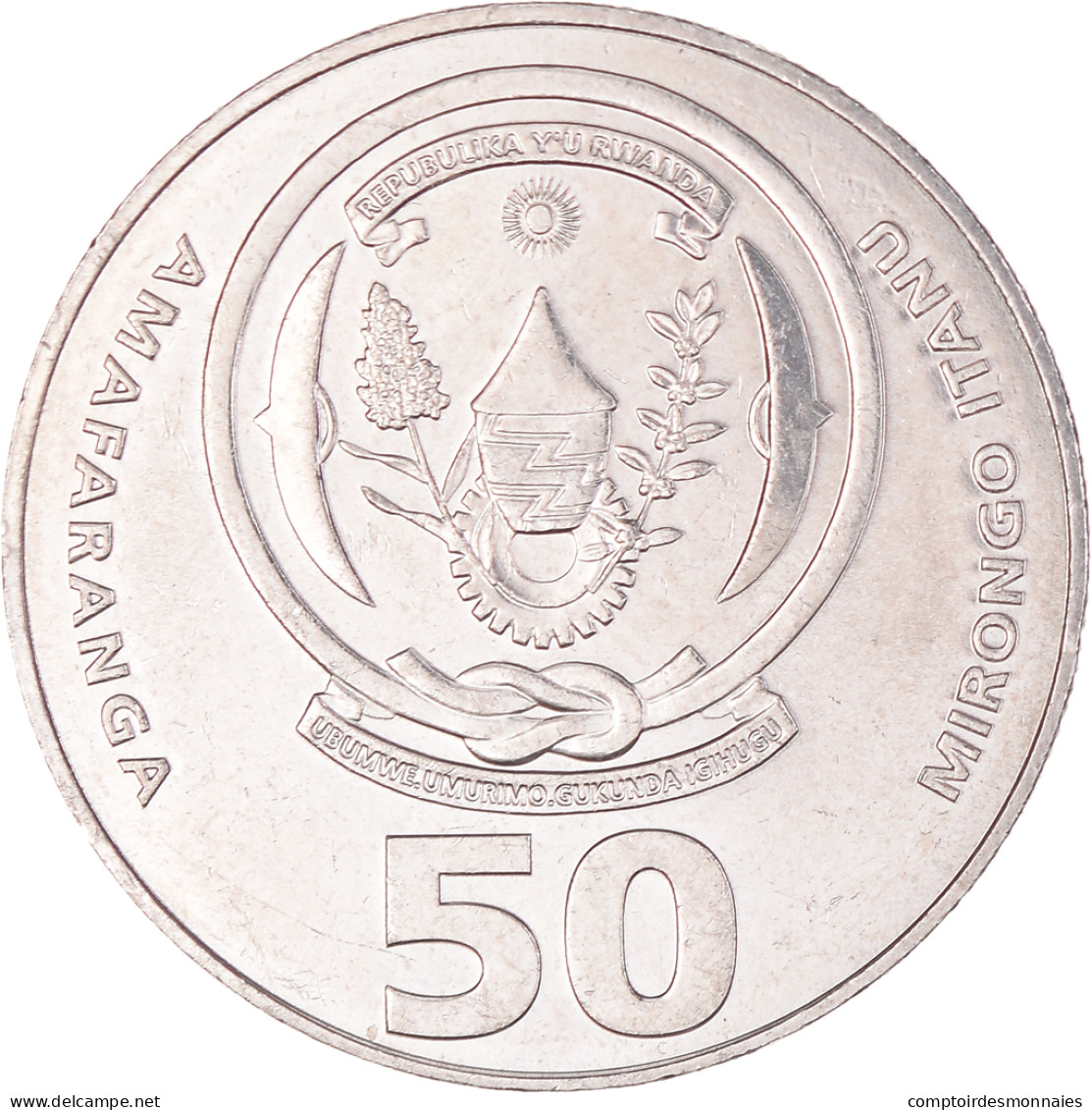 Monnaie, Rwanda, 50 Francs, 2003, Paris, TTB+, Nickel Plaqué Acier, KM:26 - Rwanda