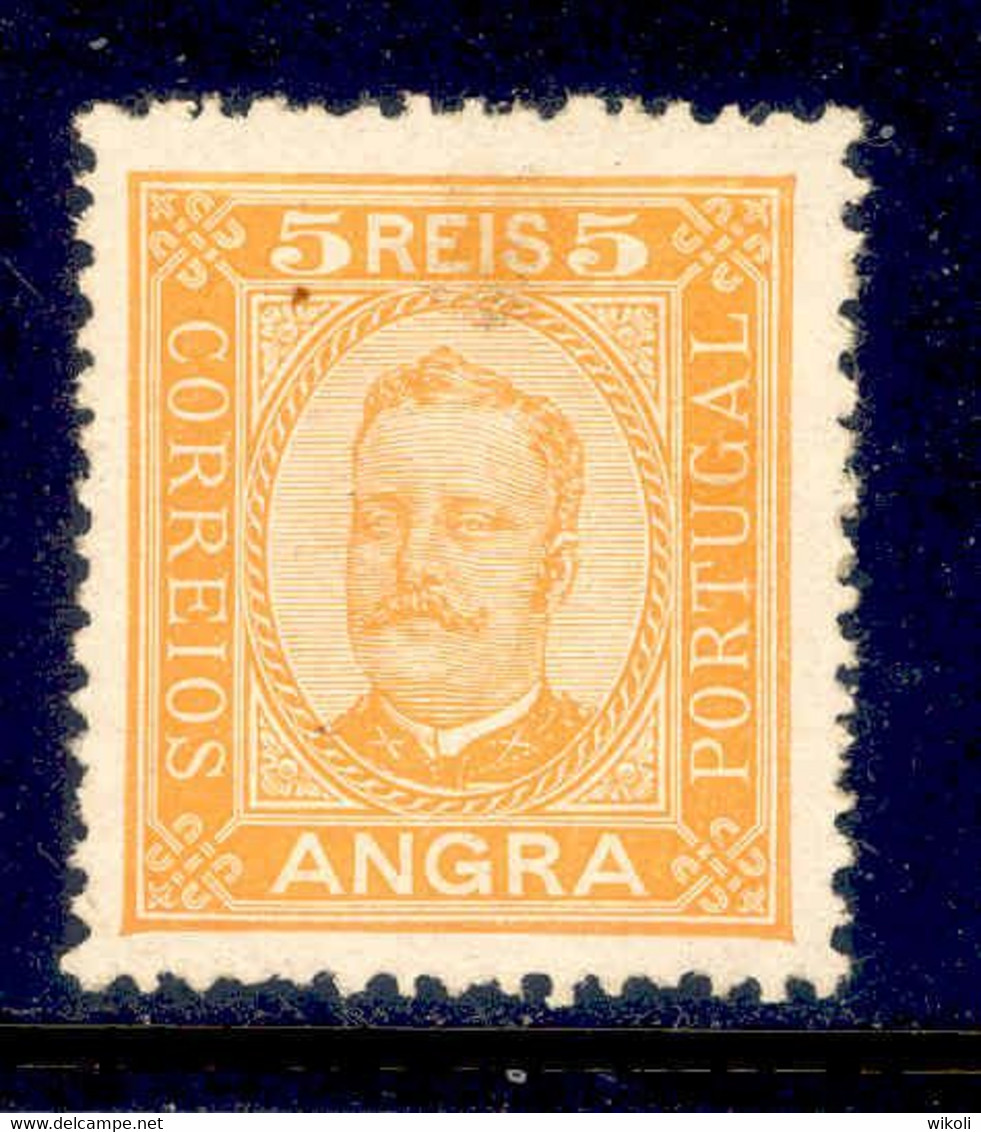 ! ! Angra - 1892 D. Carlos 5 R (Perf. 12 3/4)  - Af. 01 - MH - Angra