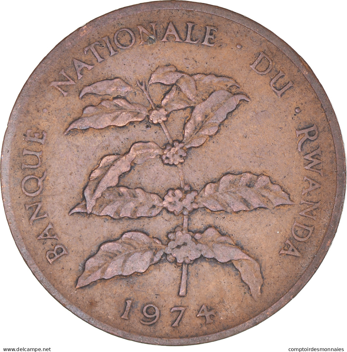 Monnaie, Rwanda, 5 Francs, 1974, British Royal Mint, TB, Bronze, KM:13 - Rwanda