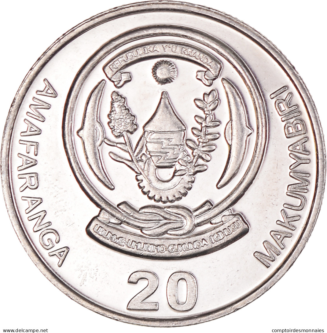 Monnaie, Rwanda, 20 Francs, 2003, SUP, Nickel Plaqué Acier, KM:25 - Rwanda