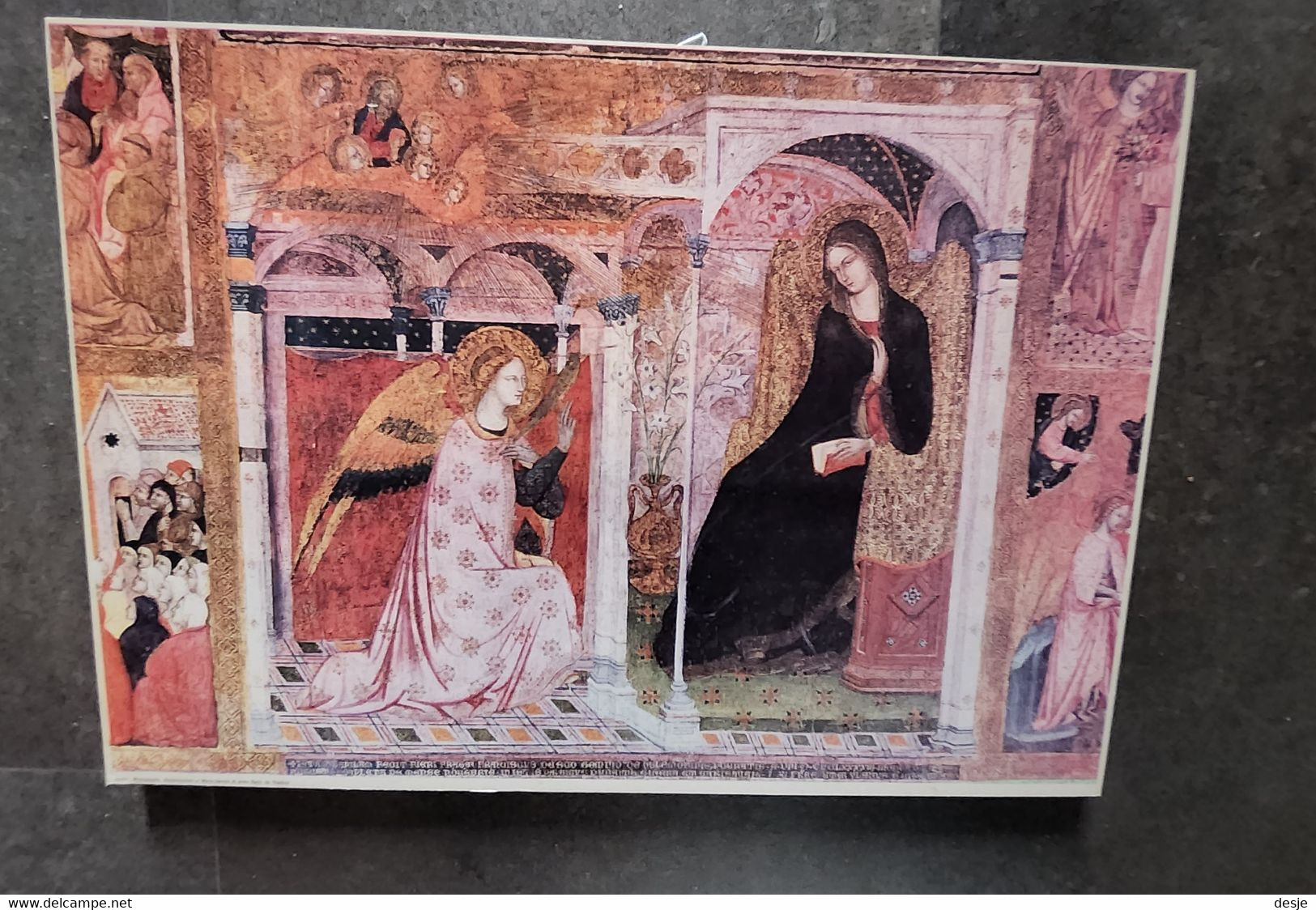 Icoon Maria Boodschap Of De Aankondiging Van De Heer (25 Maart) Naar Een Fresco Van Itario Da Vitario Uit 1393 - Huiles