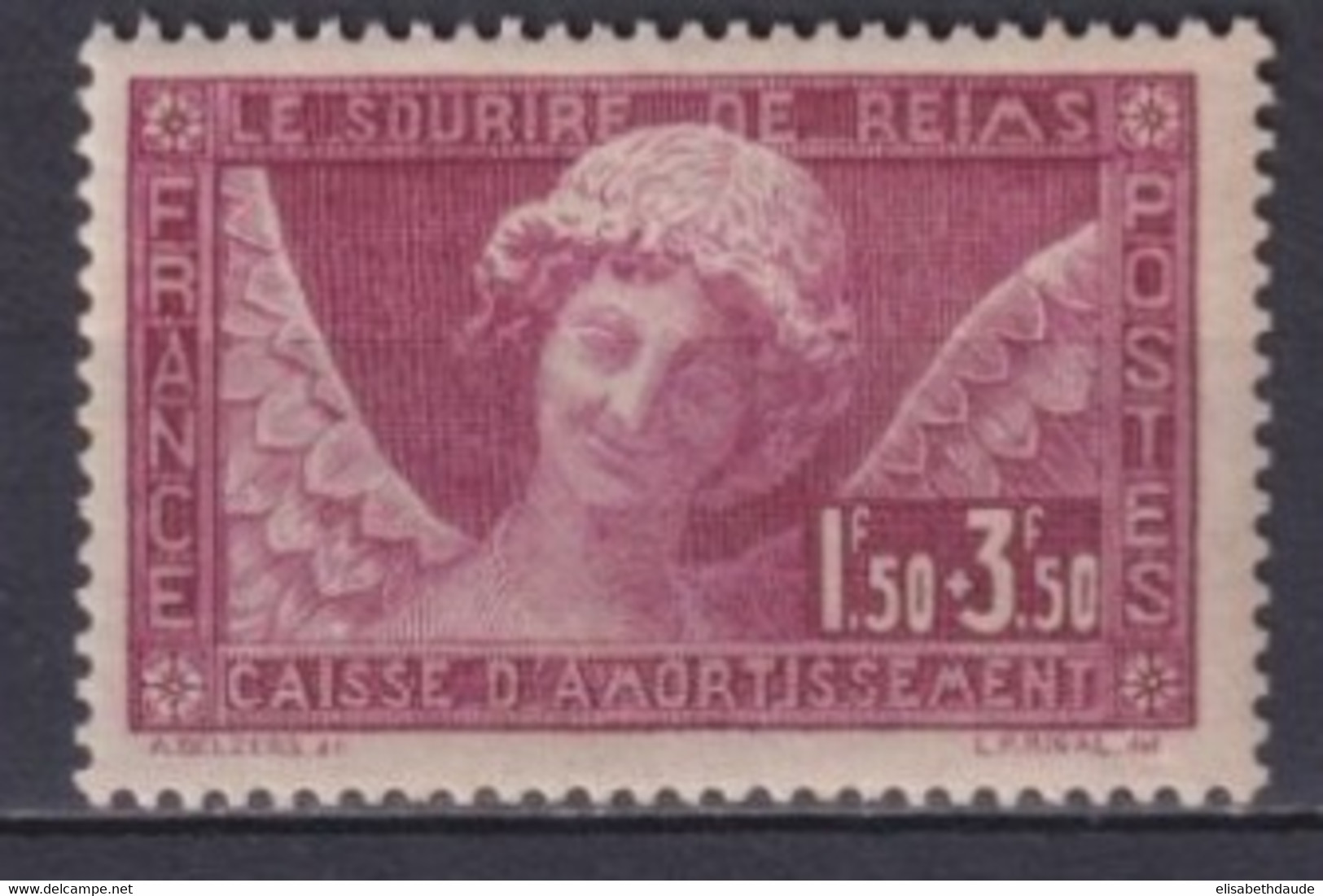 1929 - YVERT N° 256 ** MNH ! - COTE = 160 EUR. - SOURIRE DE REIMS - CAISSE AMORTISSEMENT - 1927-31 Sinking Fund