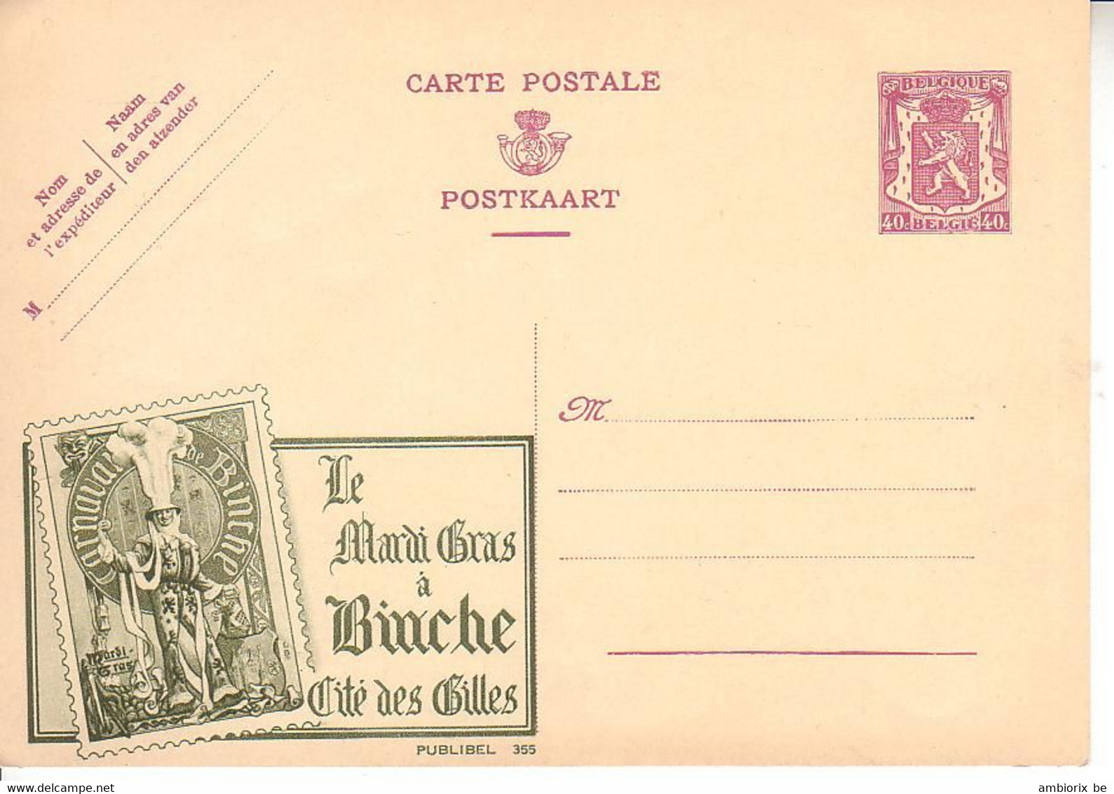 Publibel Neuf 355 Vert Binche - Werbepostkarten