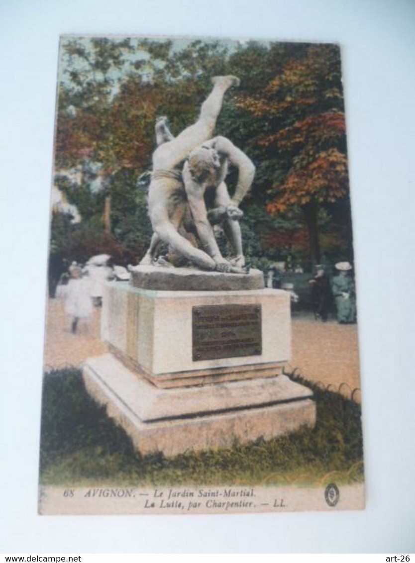 AVIGNON JARDIN ST MARTIAL STATUE LA LUTTE PAR CHARPENTIER - Wrestling