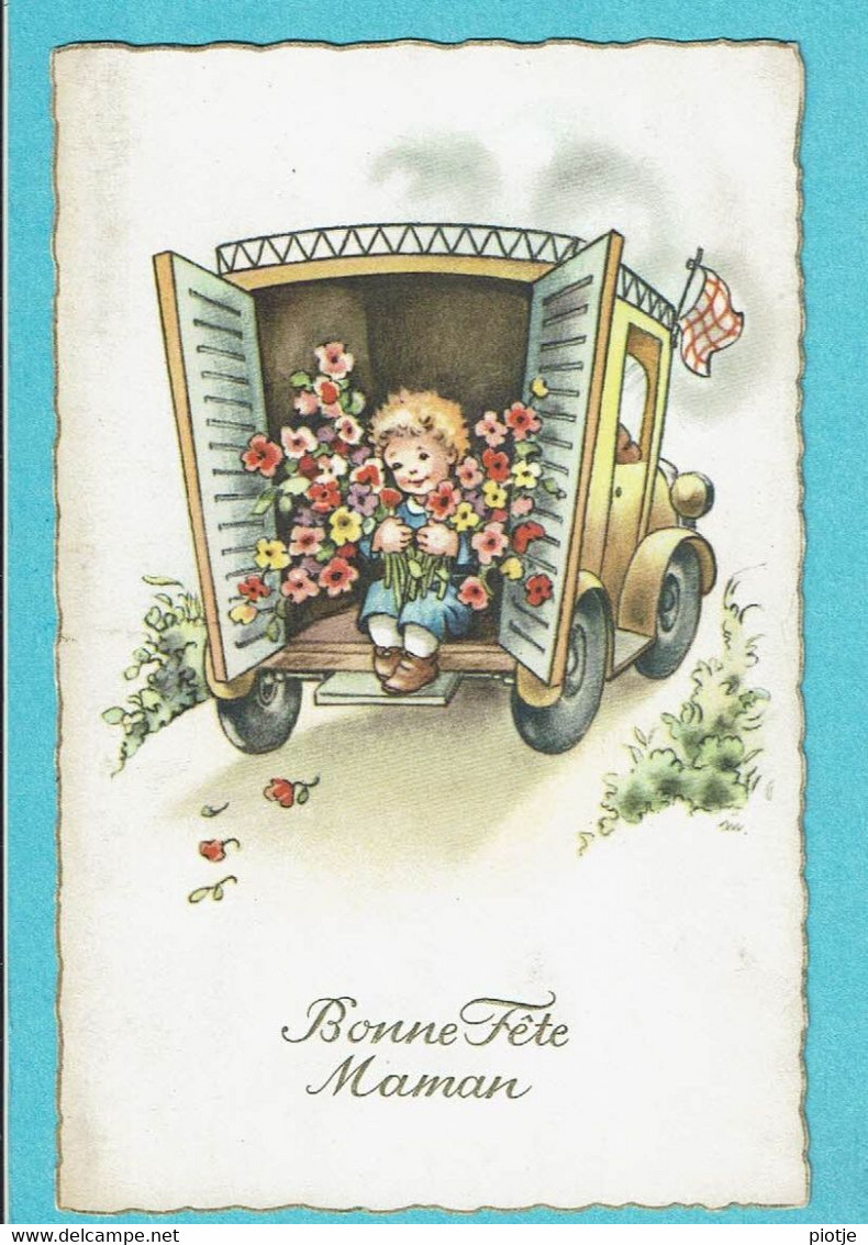 * Fantaisie - Fantasie - Fantasy * (nr 5954) Bonne Fete Maman, Moederdag, Enfant, Camion, Enfant, Fleurs, Old - Fête Des Mères