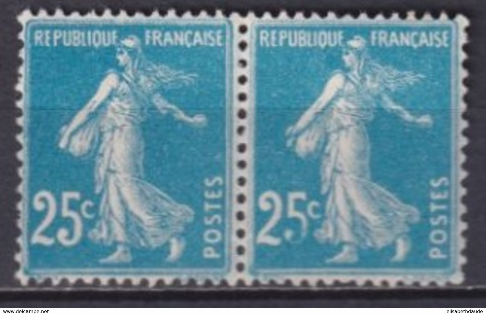 1907 - PAIRE SEMEUSE VARIETE "25 C" PARTIELLEMENT EFFACE - YVERT N°140 * MLH - - Unused Stamps