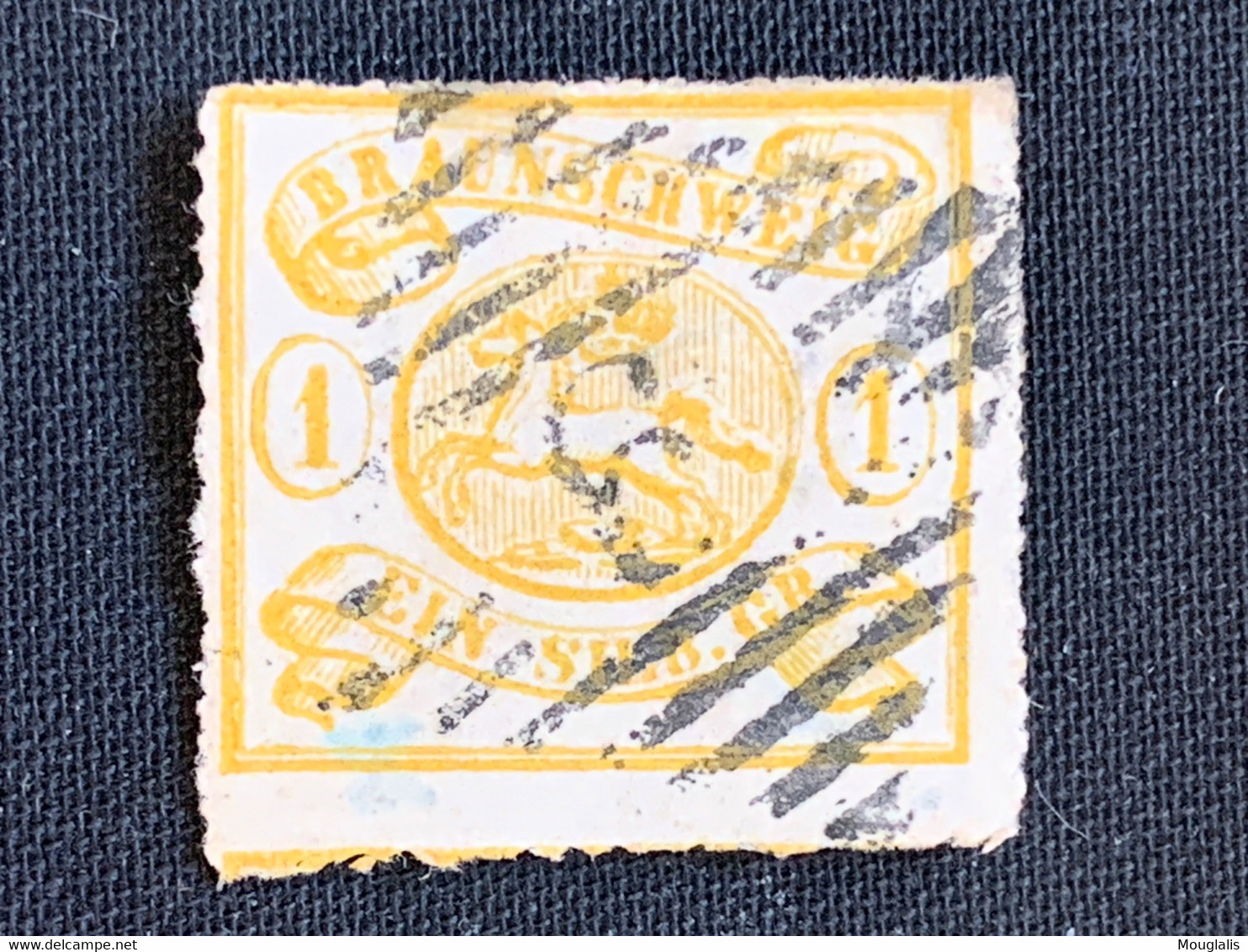 1865 Allemagne Braunschweig No 11 Yvert 1s. Jaune Avec Charnière Signé (?) - Brunswick