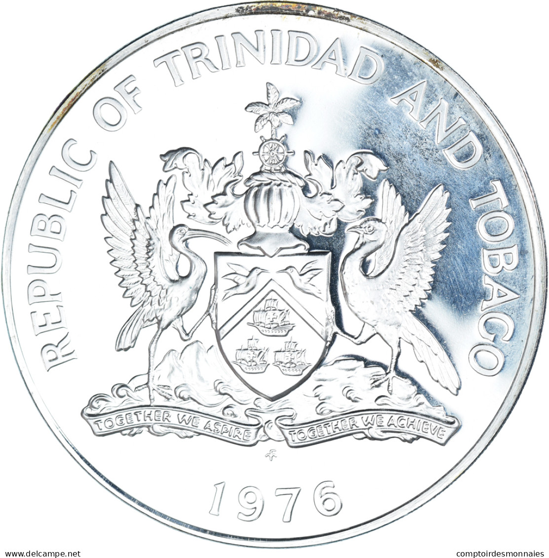 Monnaie, Trinité-et-Tobago, 10 Dollars, 1976, Franklin Mint, BE, FDC, Argent - Trinité & Tobago