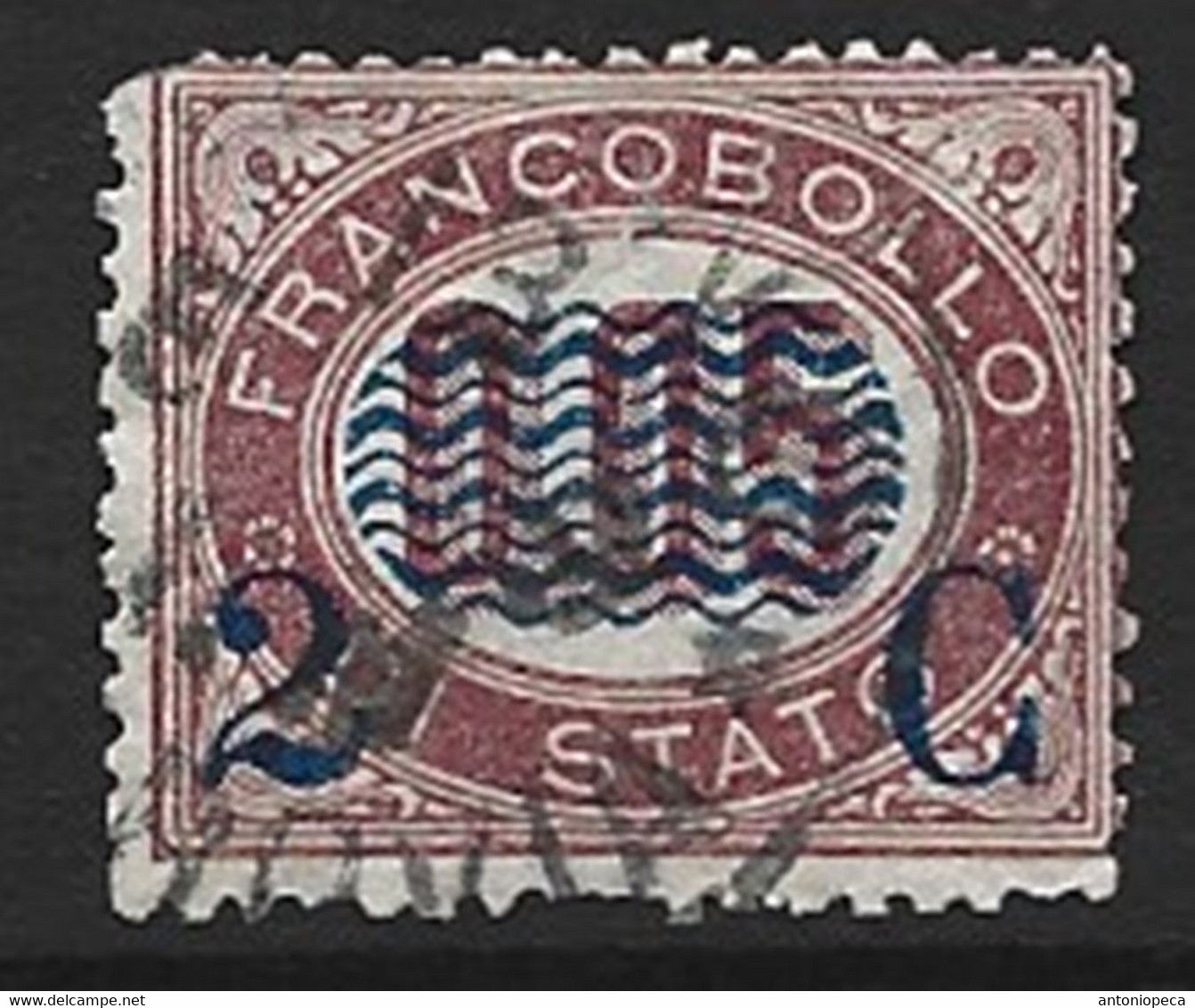 ITALIA, REGNO 1878, FRANCOBOLLO DI STATO 2C SU 0,05 USATO - Usati