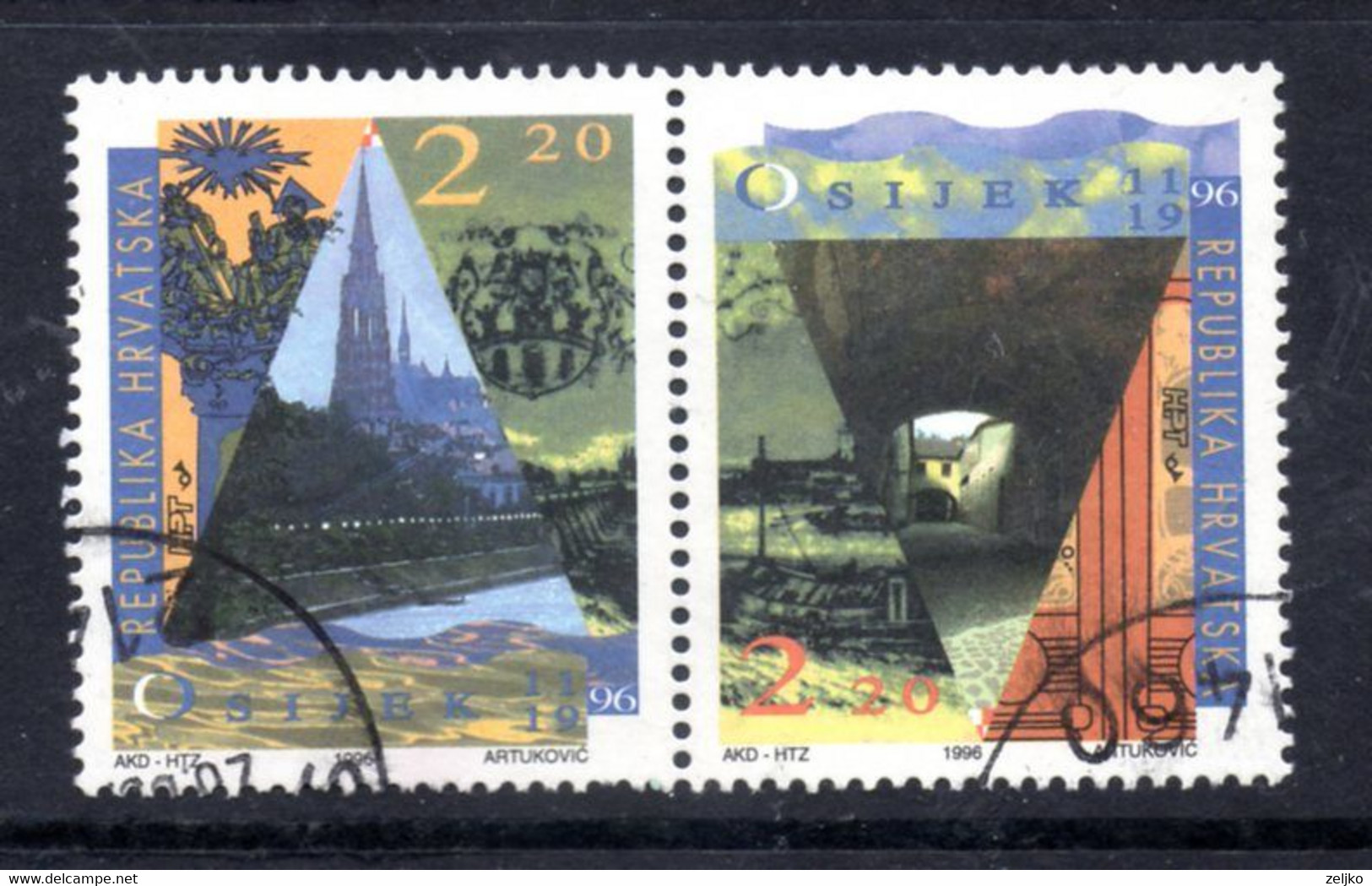 Croatia 1996, Used,  Michel 402_403 Osijek - Pair - Croatia