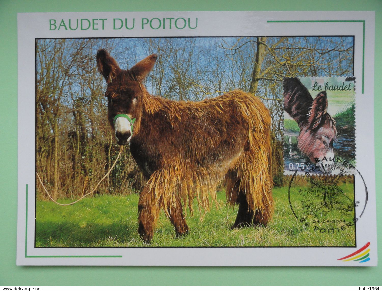 CARTE MAXIMUM CARD LE BAUDET DU POITOU OPJ POITIERS FRANCE - Burros Y Asnos