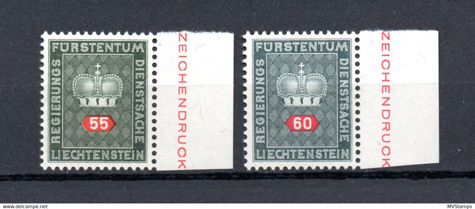 Liechtenstein 1968 Dienstmarken D 40/41 Y (Weises Papier) Postfrisch - Service