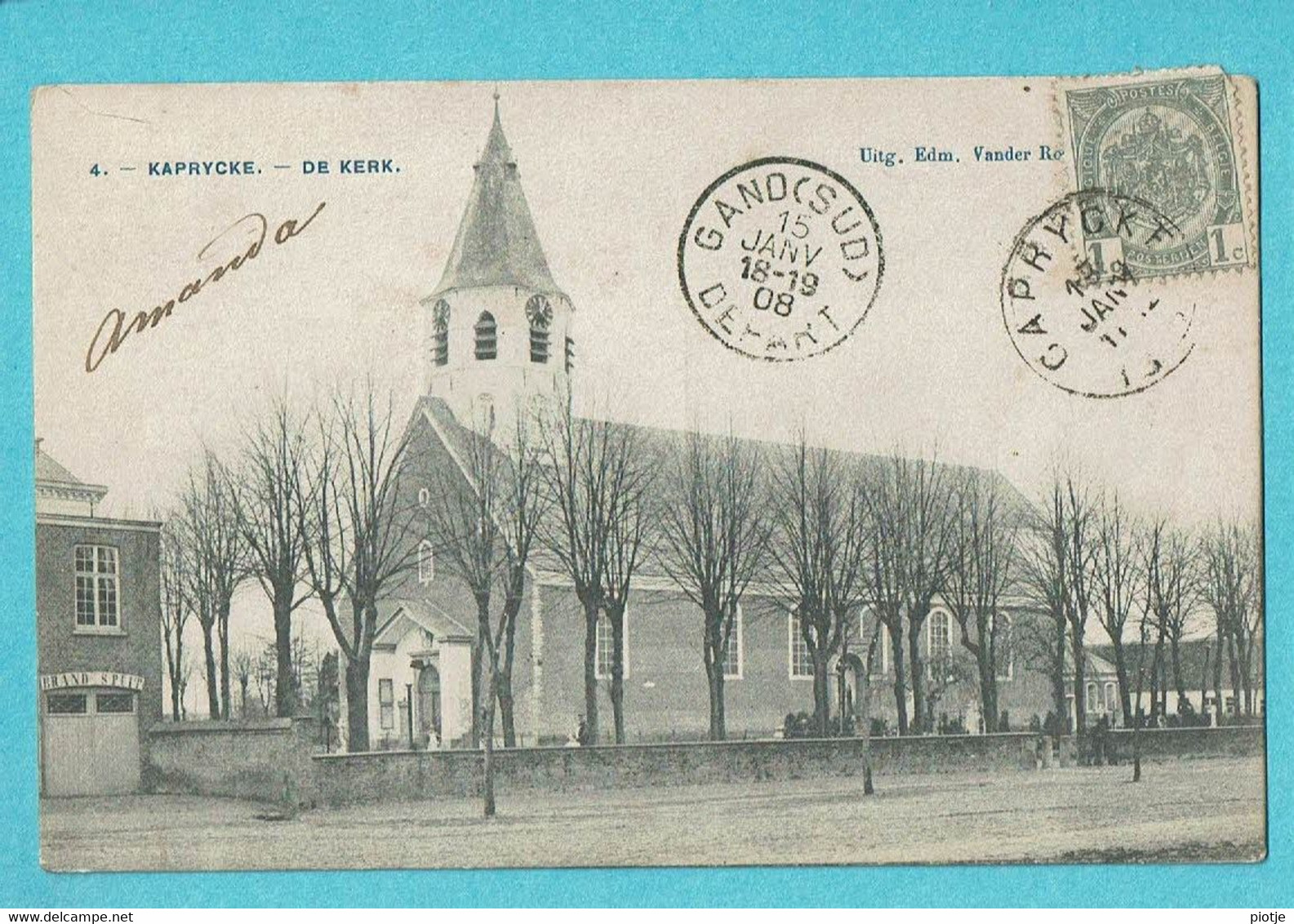 * Kaprijke - Kaprycke (Meetjesland - Oost Vlaanderen) * (Uitg Edm Vander Ro..., Nr 4) De Kerk, église, Church, Timbre - Kaprijke