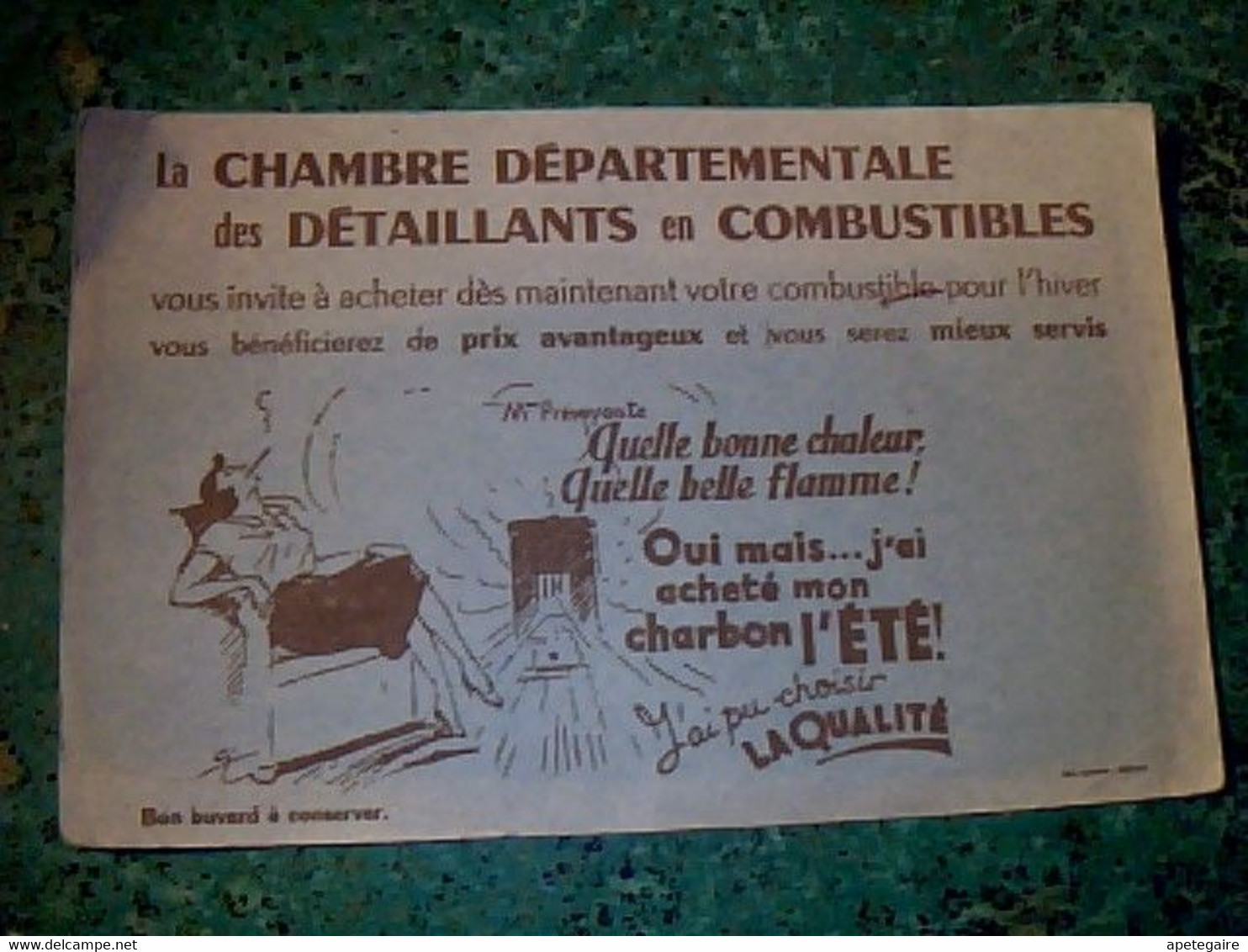 Vieux Papier Vente De Charbon Buvard Chambre Départementale Des Détaillants En Combustibles - Mme Prévoyante - - C