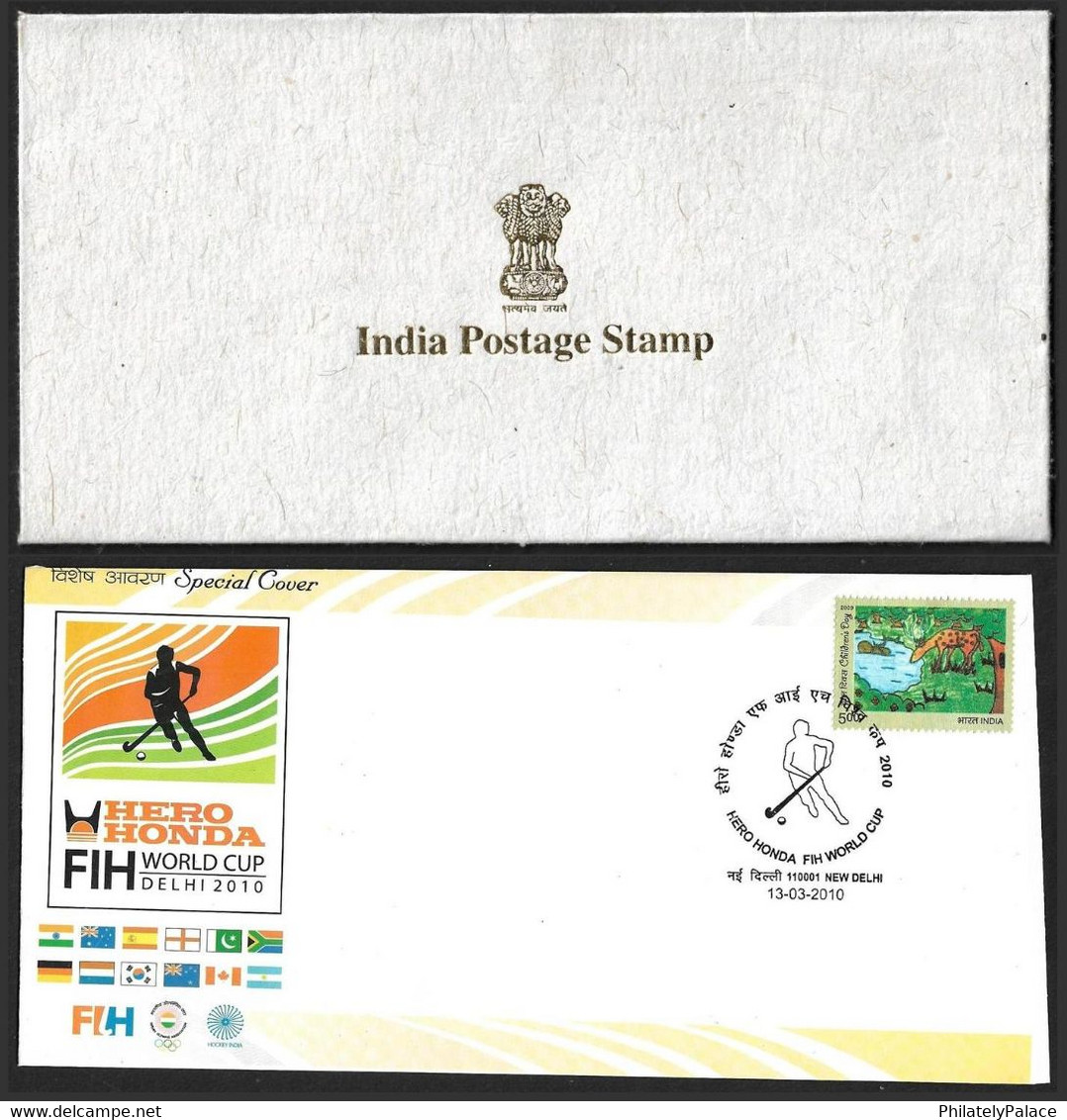 INDIA 2010 FIH HOCKEY World Cup VVIP Presentation Pack + Special Cover - Golden Embossed (**) Inde Indien VERY RARE - Hockey (sur Gazon)