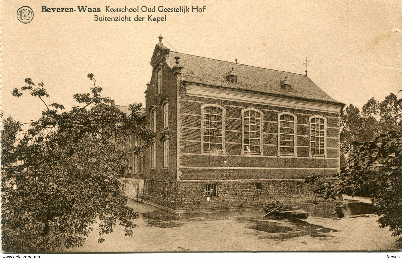 Beveren Waes - Kostschool Oud Geestelijk Hof - Buitenzicht Van Kapel -  Zie Bootje Met Roeier -  Ongelopen Kaart - Beveren-Waas