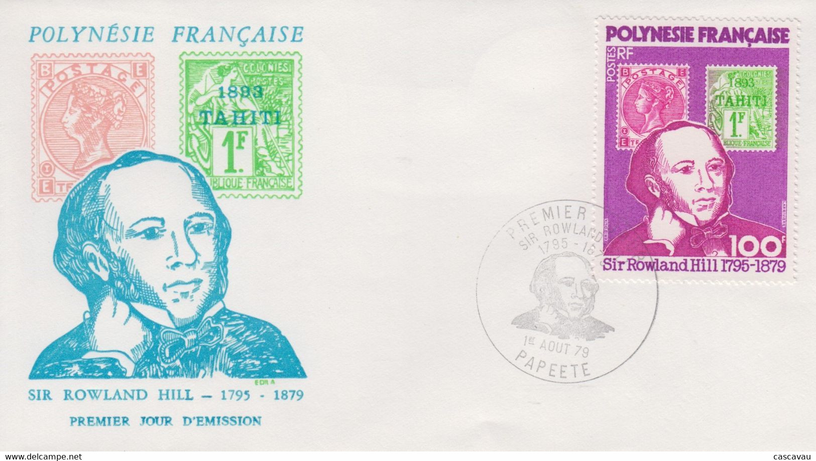 Enveloppe FDC  1er Jour   POLYNESIE   Sir  Rowland  HILL   1979 - Rowland Hill