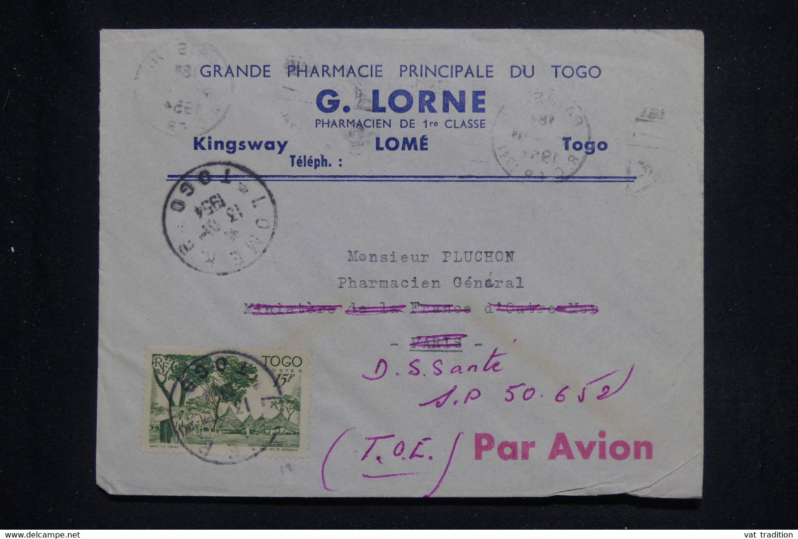 TOGO - Enveloppe Commerciale De Lomé Pour Paris En 1954 Et Redirige Vers Sp 50 652 - L 134741 - Covers & Documents