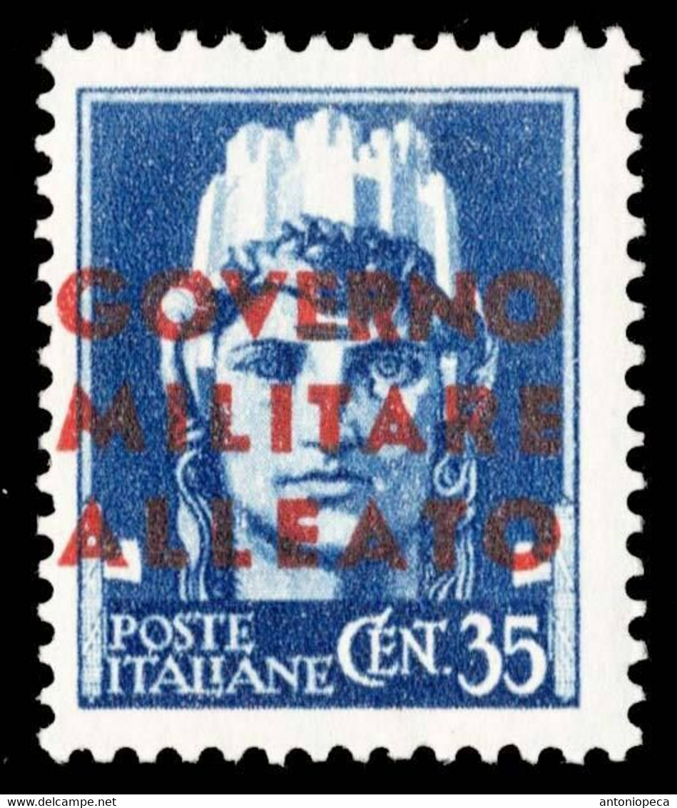 ITALIA, 1943, GOVERNO MILITARE ALLEATO NAPOLI MH* CENT 35, VARIETA' - Anglo-american Occ.: Naples
