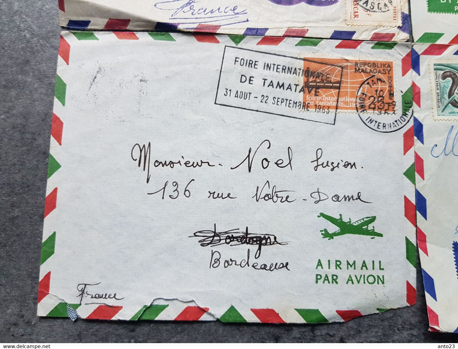 Lot De 4 Lettres Par Avion De Tamatave Madagascar Pour La France /flamme Foire International 1963 - Cartas & Documentos