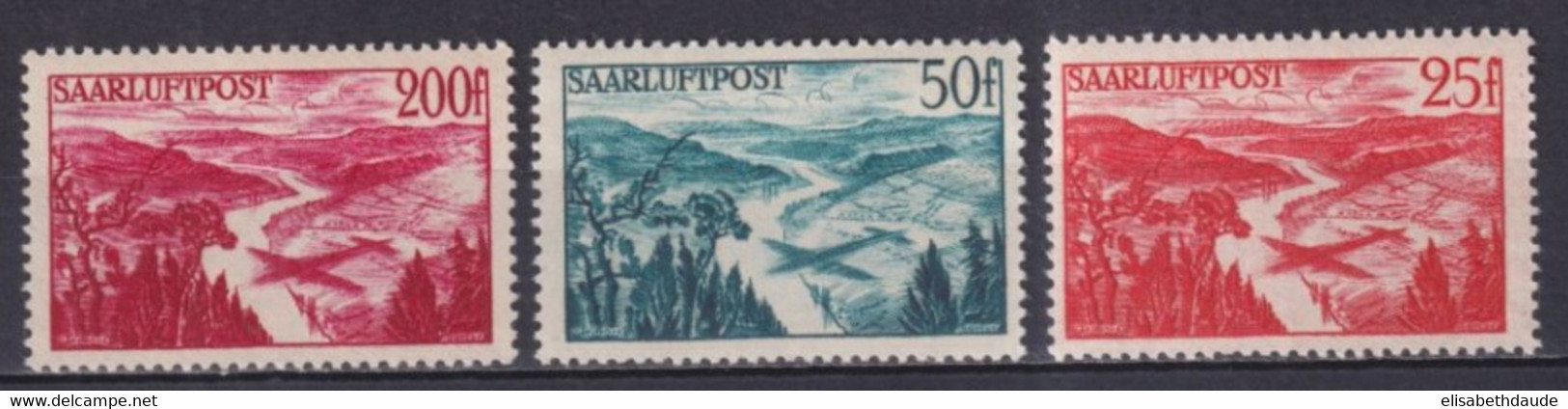 SAAR / SARRE - POSTE AERIENNE 1948 - YVERT N°9/11  ** MNH - COTE = 53 EUR. - Neufs