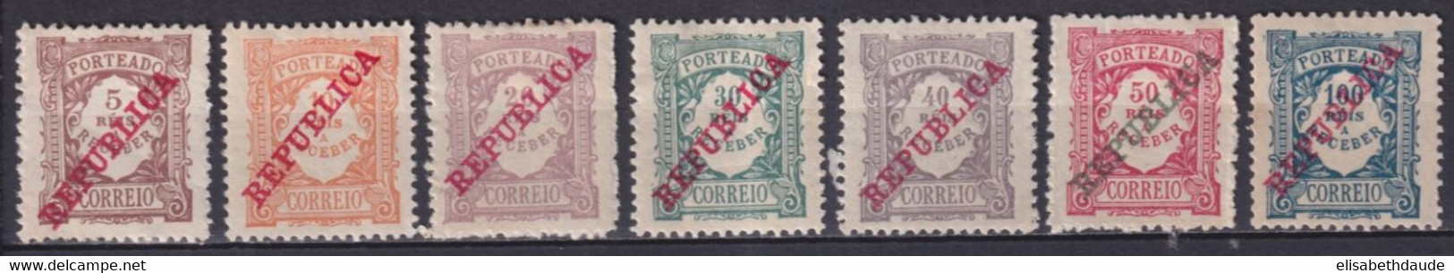 PORTUGAL - 1910 - SERIE COMPLETE TAXE YVERT N° 14/20 * MH - COTE = 20 EUR - Ungebraucht