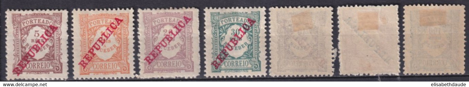 PORTUGAL - 1910 - SERIE COMPLETE TAXE YVERT N° 14/20 * MH - COTE = 20 EUR - Unused Stamps
