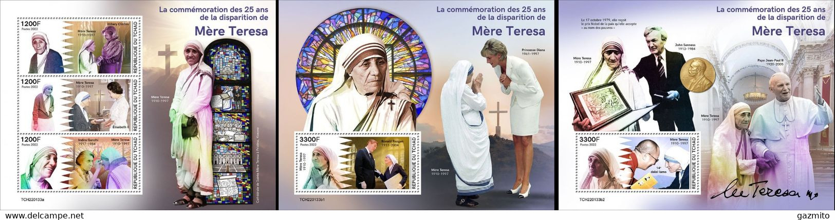 Tchad 2022, Mother Teresa, 3val In BF+2BF - Madre Teresa