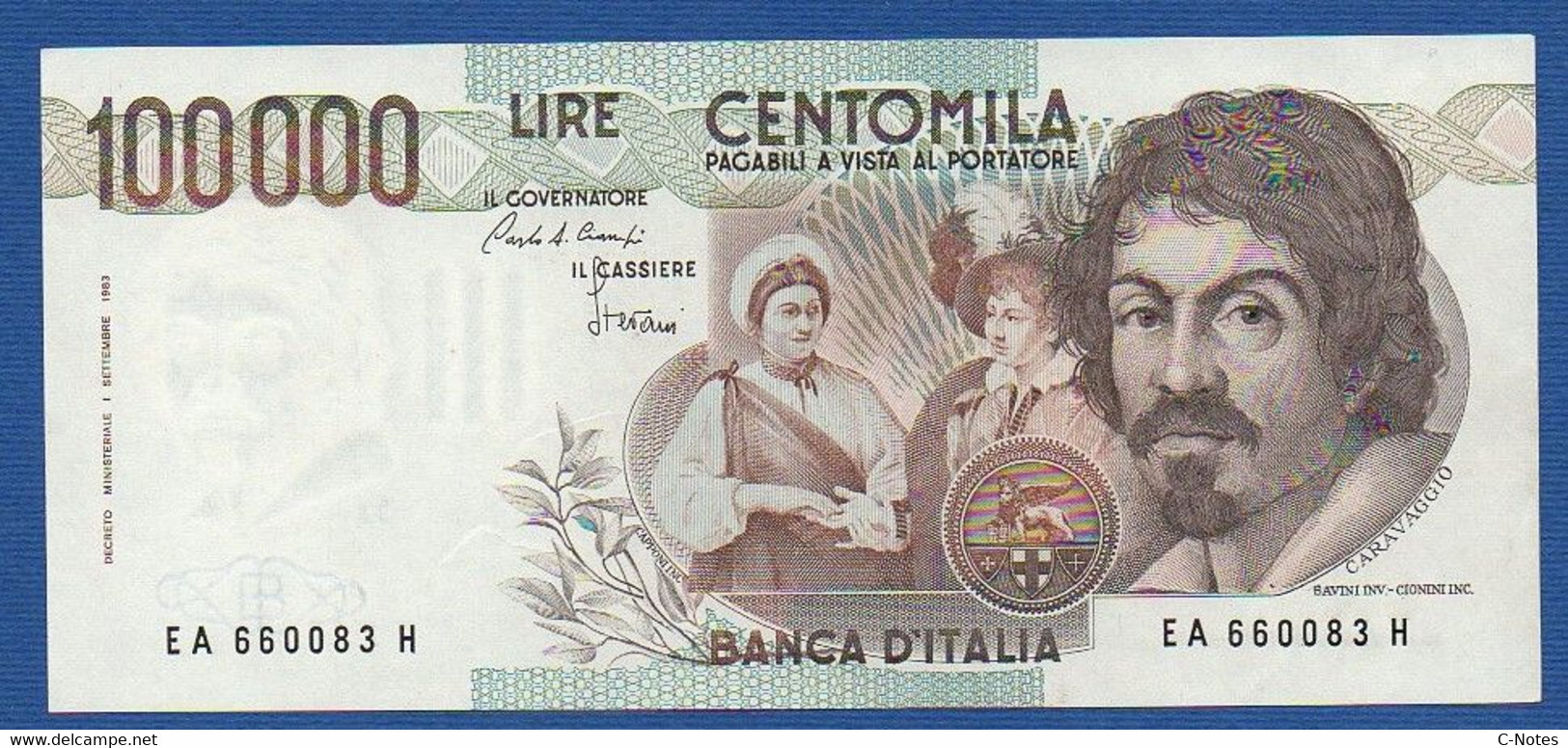 ITALY - P.110a – 100000 100.000 LIRE 1983  AUNC, Serie EA 660083 H - 100.000 Lire