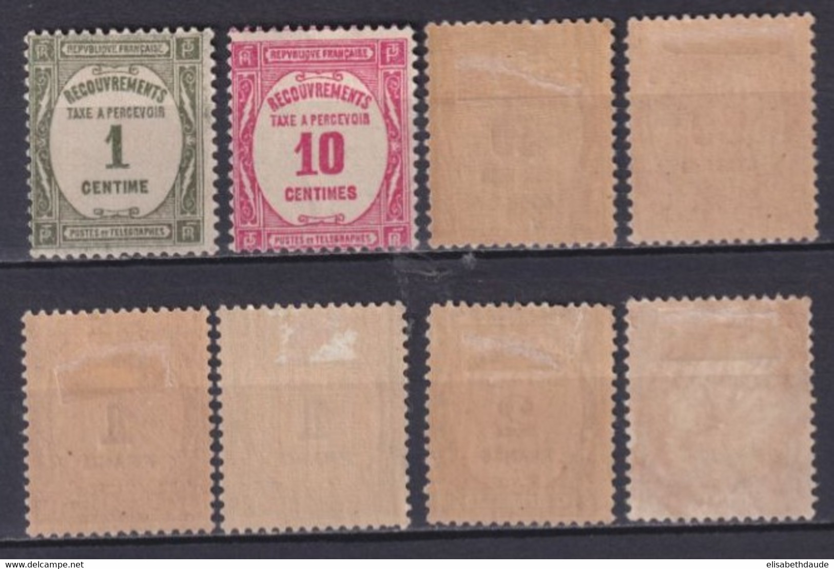 TAXE - 1927/31 - SERIE COMPLETE YVERT N°55/62 * MH  - COTE = 335 EUR. - 1859-1959 Neufs