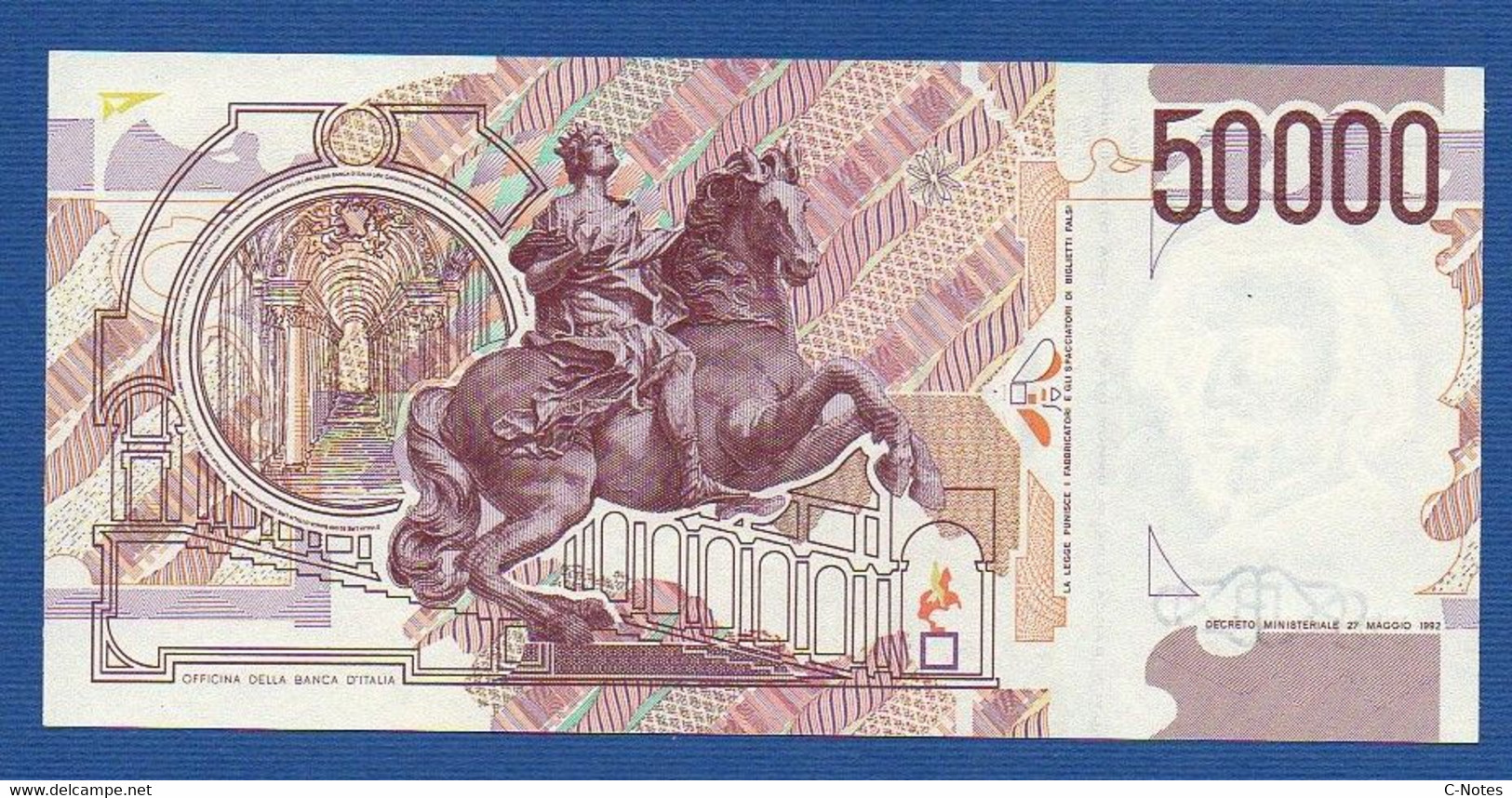 ITALY - P.116b – 50.000 50000 LIRE L. Bernini 27.05.1992  UNC, Serie UB 112359 V - 50000 Liras