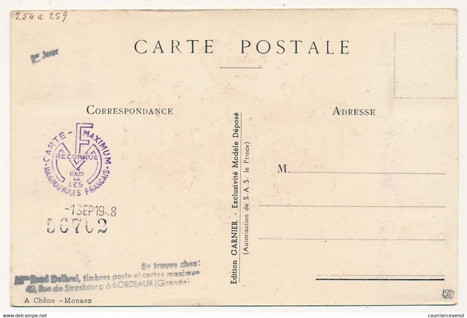 MONACO => Carte Maximum => Armoiries De S.A.S Le Prince De Monaco - Monaco-ville 5/4/1943 - Cartoline Maximum