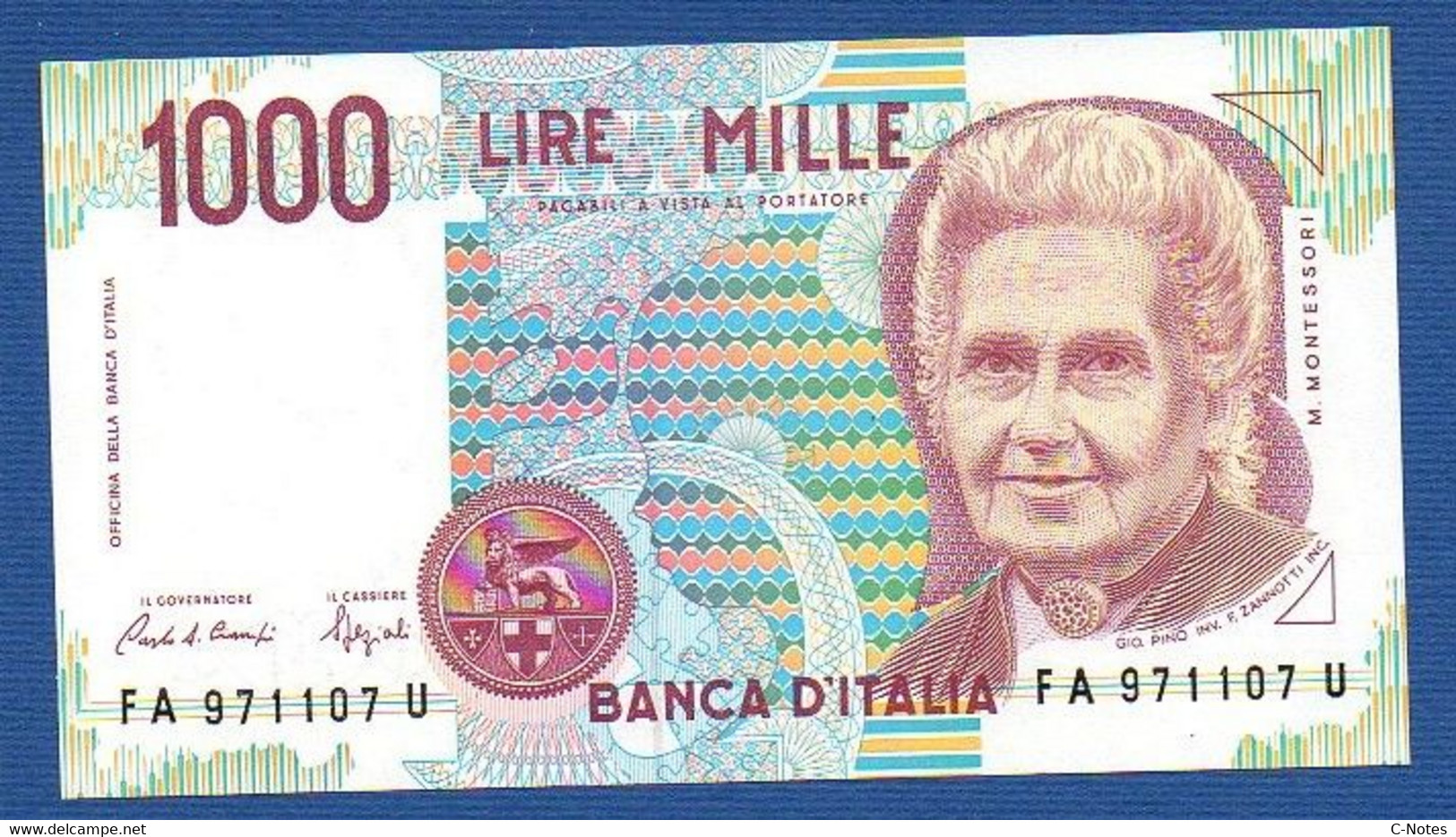 ITALY - P.114a – 1.000 LIRE M. Montessori 03.10.1990  UNC, Serie FA 971107 U - 1000 Lire