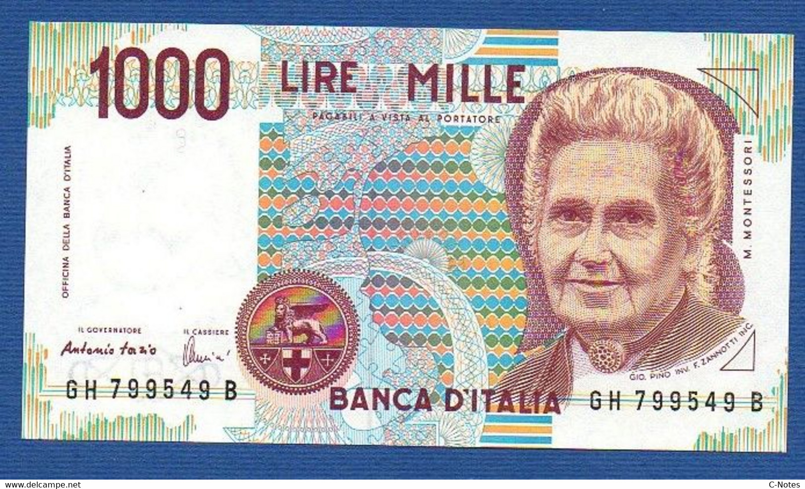 ITALY - P.114c – 1.000 LIRE M. Montessori 03.10.1990  UNC, Serie GH 799549 B - 1000 Lire