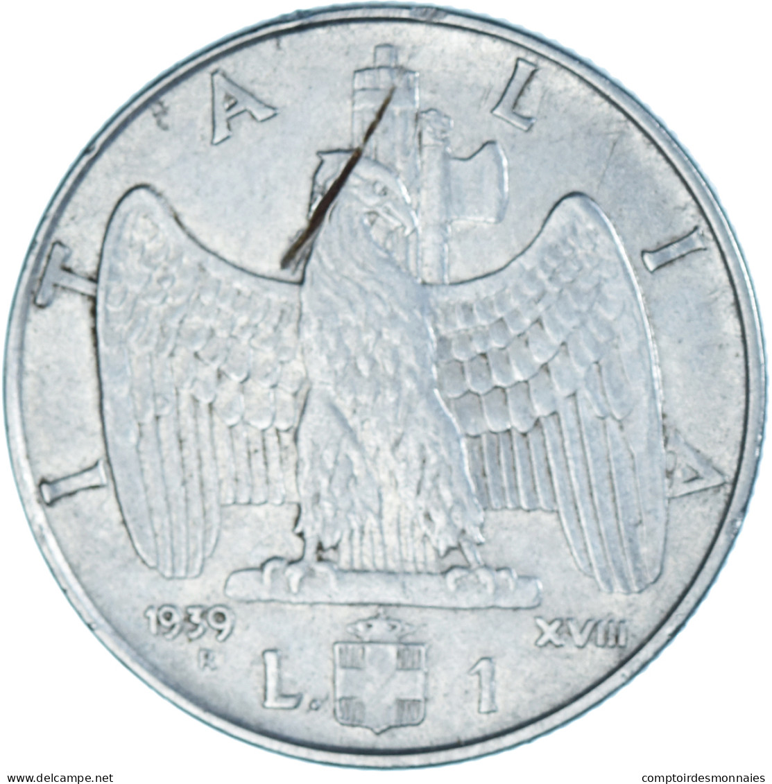 Monnaie, Italie, Lira, 1939, Rome, TB, Acmonital (austénitique), KM:77a - 1 Lira